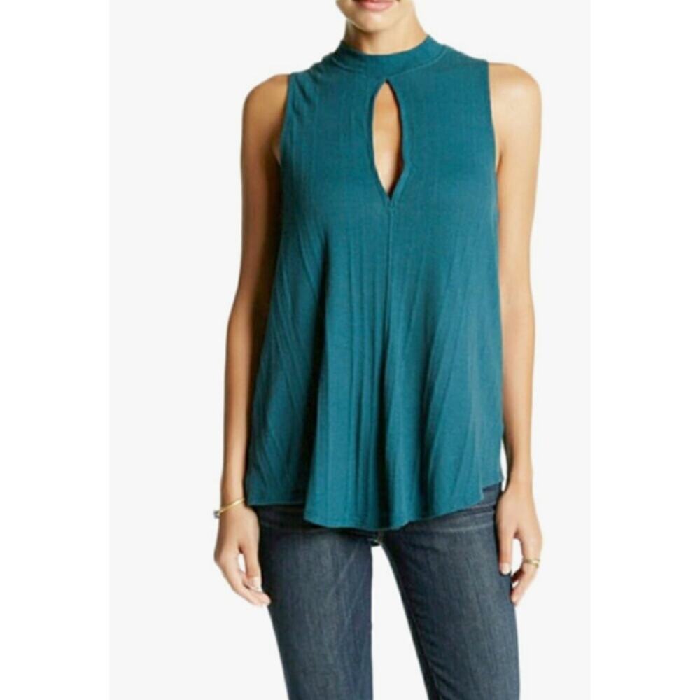 We The Free Women’s Sleeveless Faye Keyhole Ribbed Casual Tank Top Size S Green